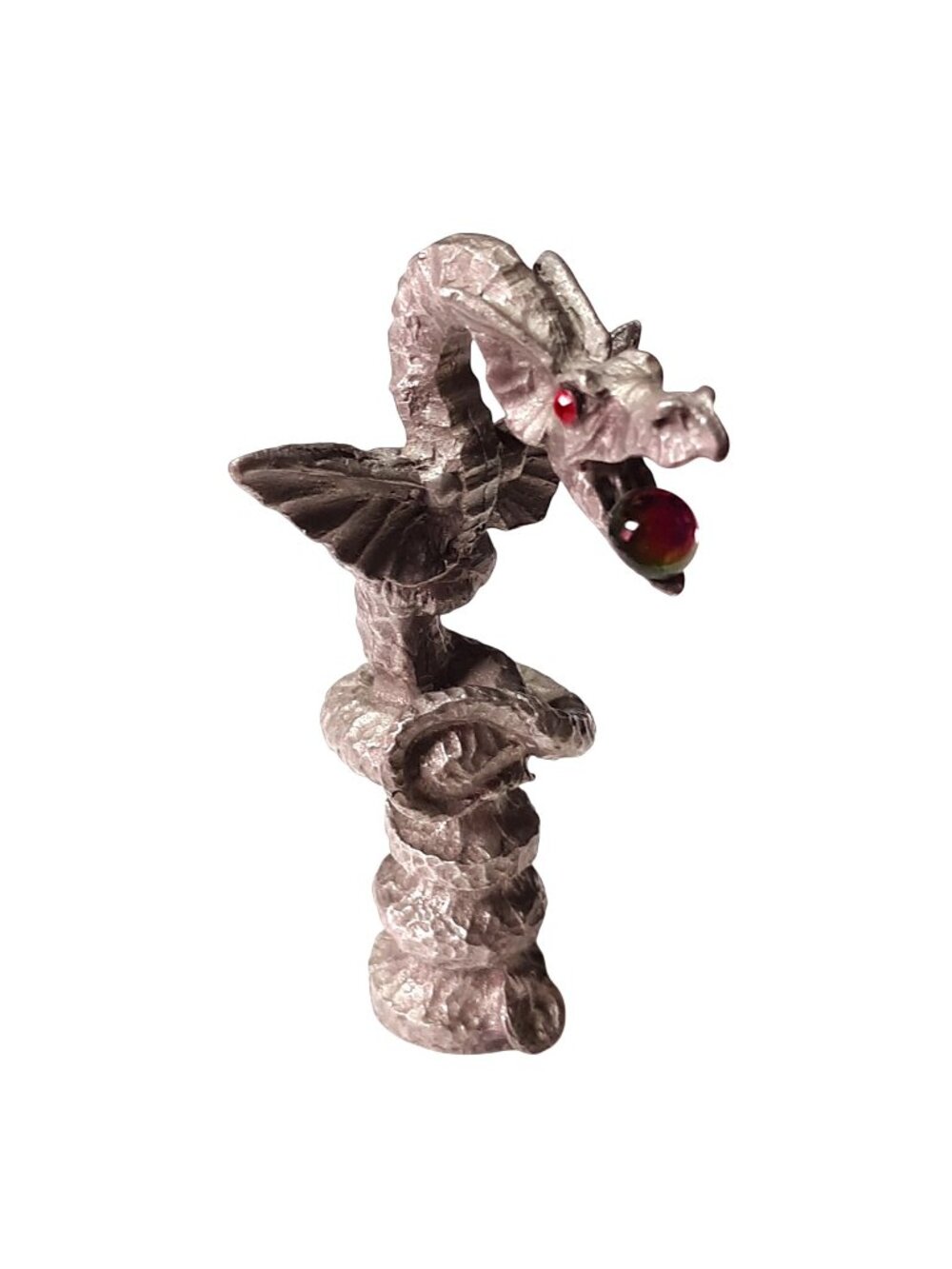 Spoontiques Winged Dragon on Column H1428 Pewter Gemstone 1980s Fantasy Magic